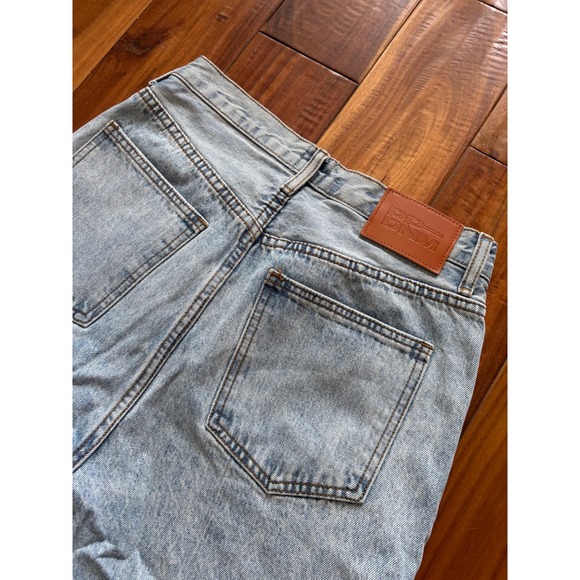 Princess Polly Crossover Waist Distressed Straight Leg Jeans Light Wash Size 4 - Picture 8 of 9